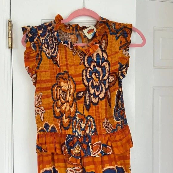 NWOT FARM RIO x ANTHROPOLOGIE Smocked Wide-Leg Jumpsuit - Picture 2 of 8